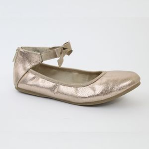 Kenneth Cole Big Girls Rose Bow Gold Ballet Flat